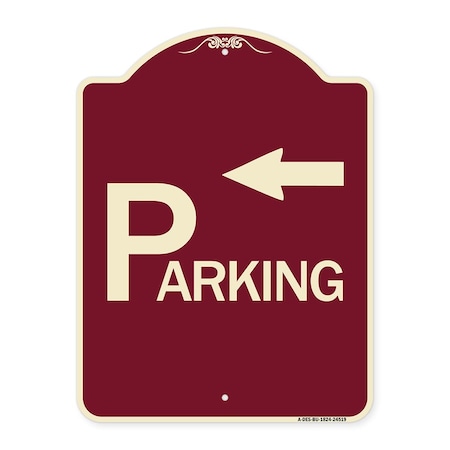 Parking With Arrow Pointing Left Heavy-Gauge Aluminum Architectural Sign